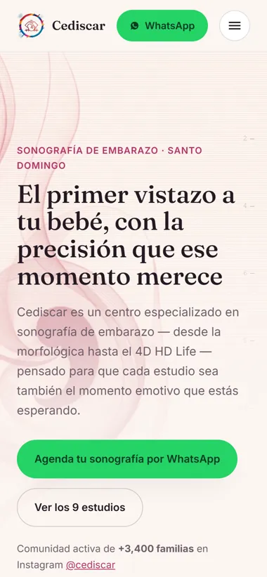La misma página abierta en un celular.